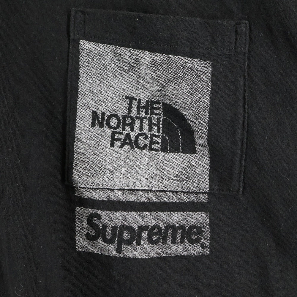 SUPREME(シュプリーム) 23SS ×THE NORTH FACE ノースフェイス 胸ロゴデザイン クルーネック カットソー 半袖Tシャツ ブラック NT02309I