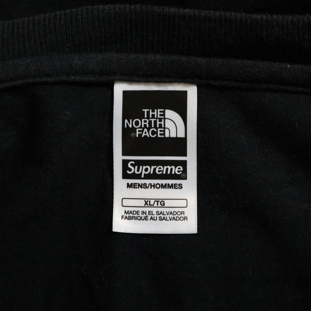 SUPREME(シュプリーム) 23SS ×THE NORTH FACE ノースフェイス 胸ロゴデザイン クルーネック カットソー 半袖Tシャツ ブラック NT02309I