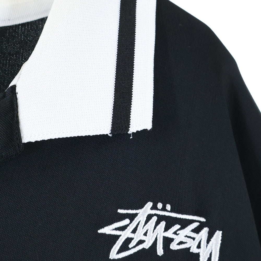 STUSSY(ステューシー) FOOT BALL POLO SLEEVE T-SHIRT フロントロゴデザイン フットボール ゲームシャツ ポロシャツ ブラック