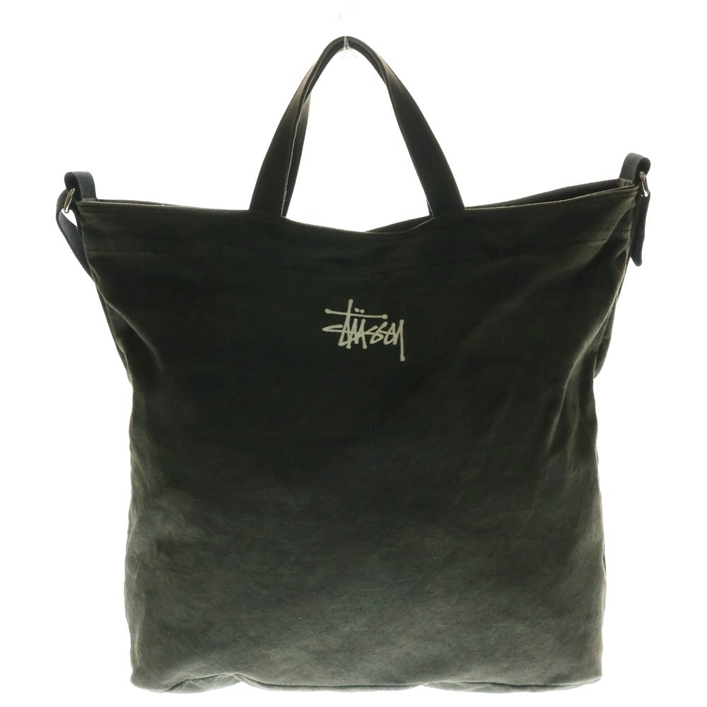 STUSSY(ステューシー) CANVAS CROSSBODY BAG キャンバス生地 ロゴデザイン クロスボディーバック トートバッグ ブラック