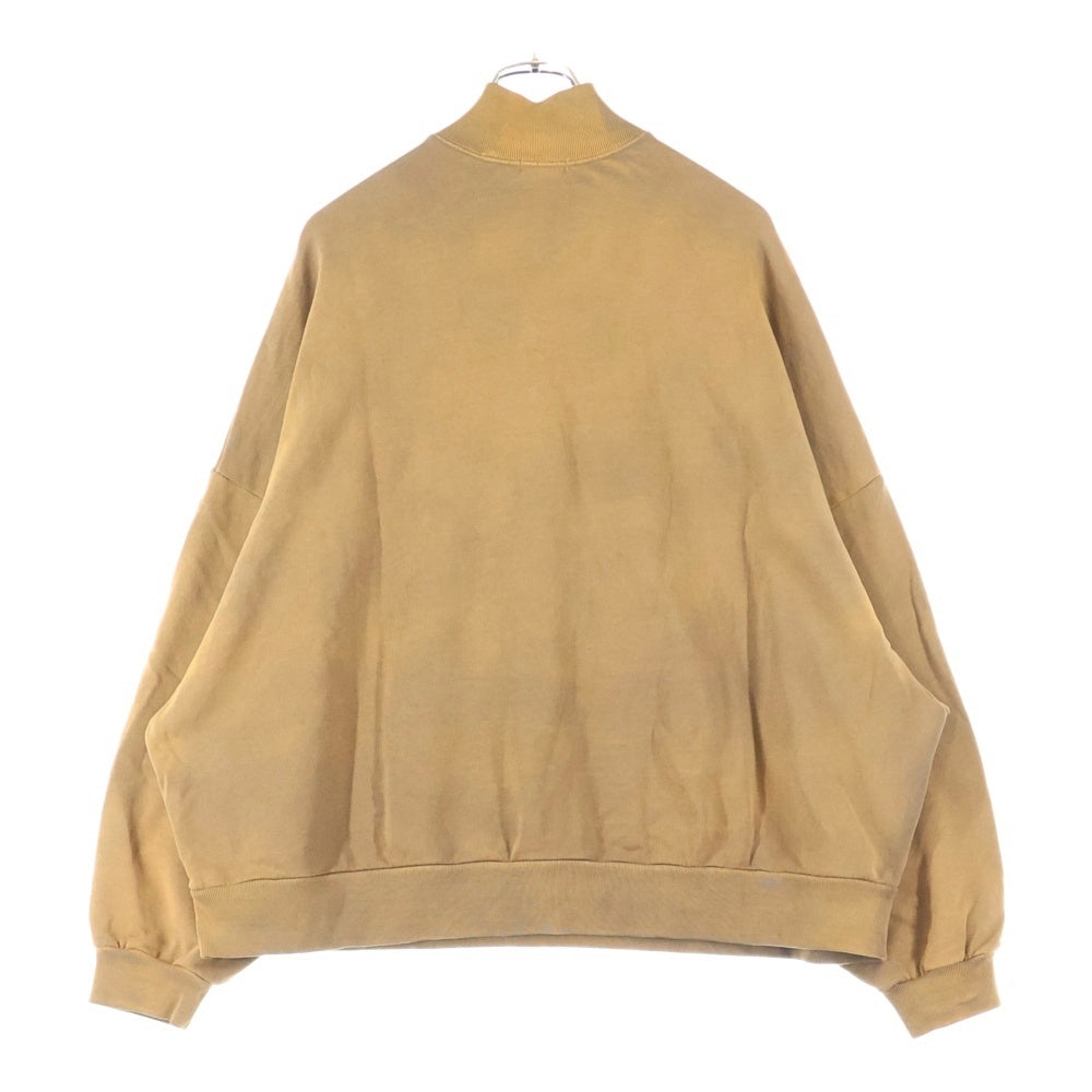 WILLY CHAVARRIA(ウィリーチャバリア) 色褪せ加工 ジップポケット ハーフジップ スウェット トレーナー ベージュ