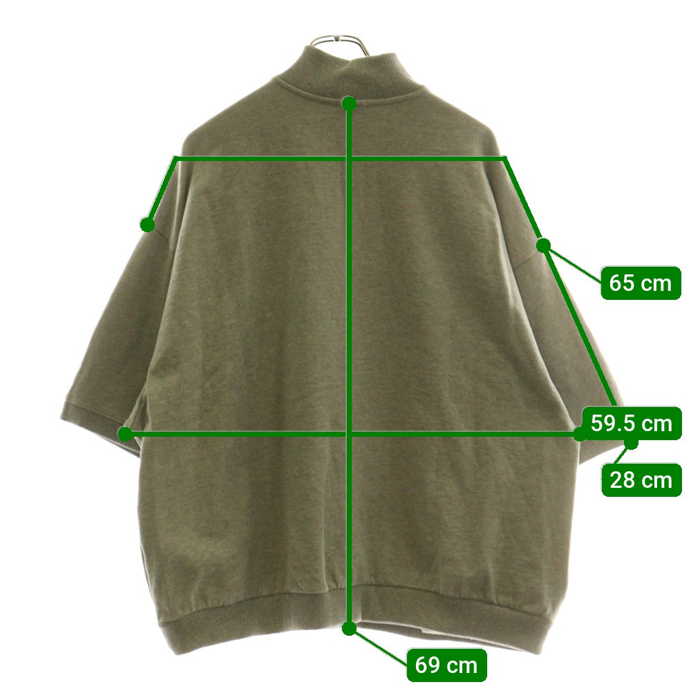 WILLY CHAVARRIA(ウィリーチャバリア) 胸ジップポケット ハーフジップ オーバーサイズ 半袖Tシャツ グレー