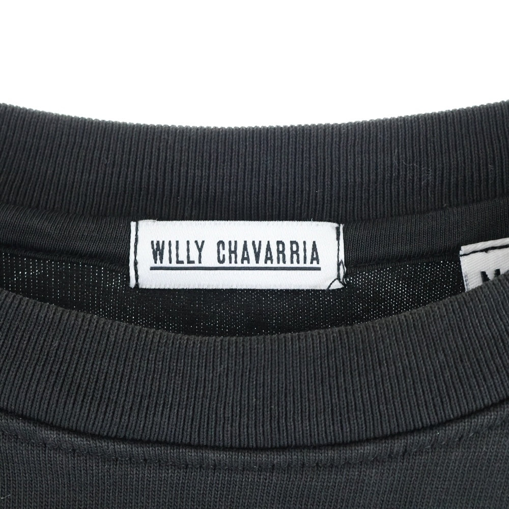 WILLY CHAVARRIA(ウィリーチャバリア) オーバーサイズ クルーネック カットソー 半袖Tシャツ ブラック