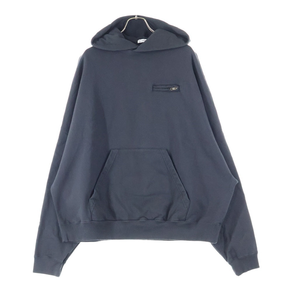 WILLY CHAVARRIA(ウィリーチャバリア) 胸ジップポケット カンガルーポケット フーデッド スウェット パーカー ブラック