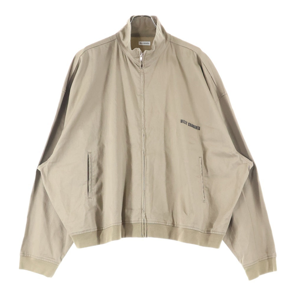 WILLY CHAVARRIA(ウィリーチャバリア) 胸ロゴデザイン ダブルポケット ジップアップ コットン ジャケット ベージュ