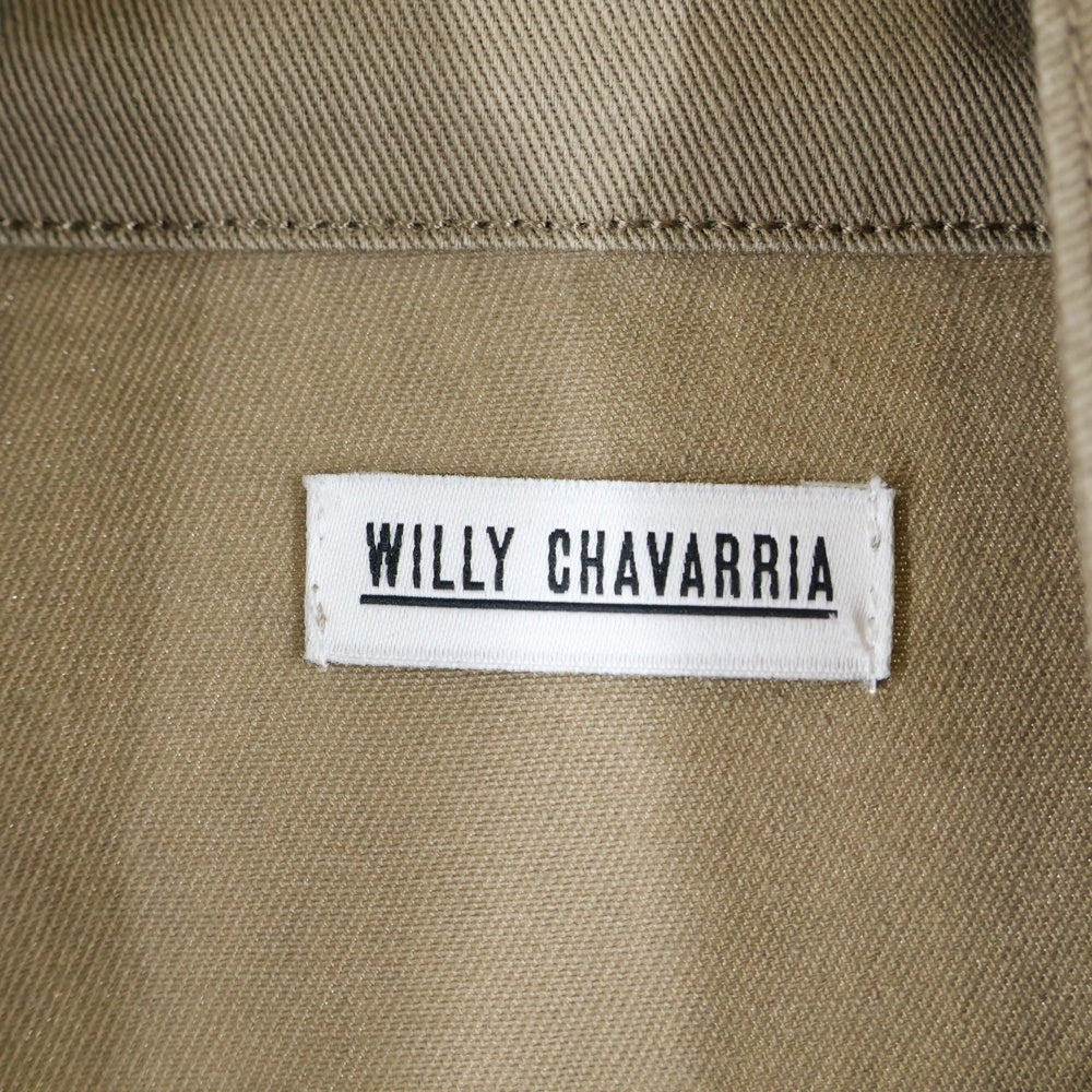 WILLY CHAVARRIA(ウィリーチャバリア) 胸ロゴデザイン ダブルポケット ジップアップ コットン ジャケット ベージュ