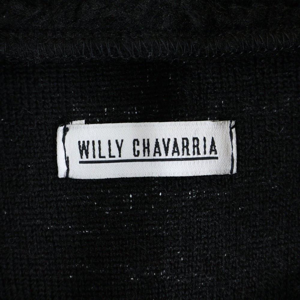 WILLY CHAVARRIA(ウィリーチャバリア) ダブルポケット ジップアップ ポリエステル ボアジャケット ブラック