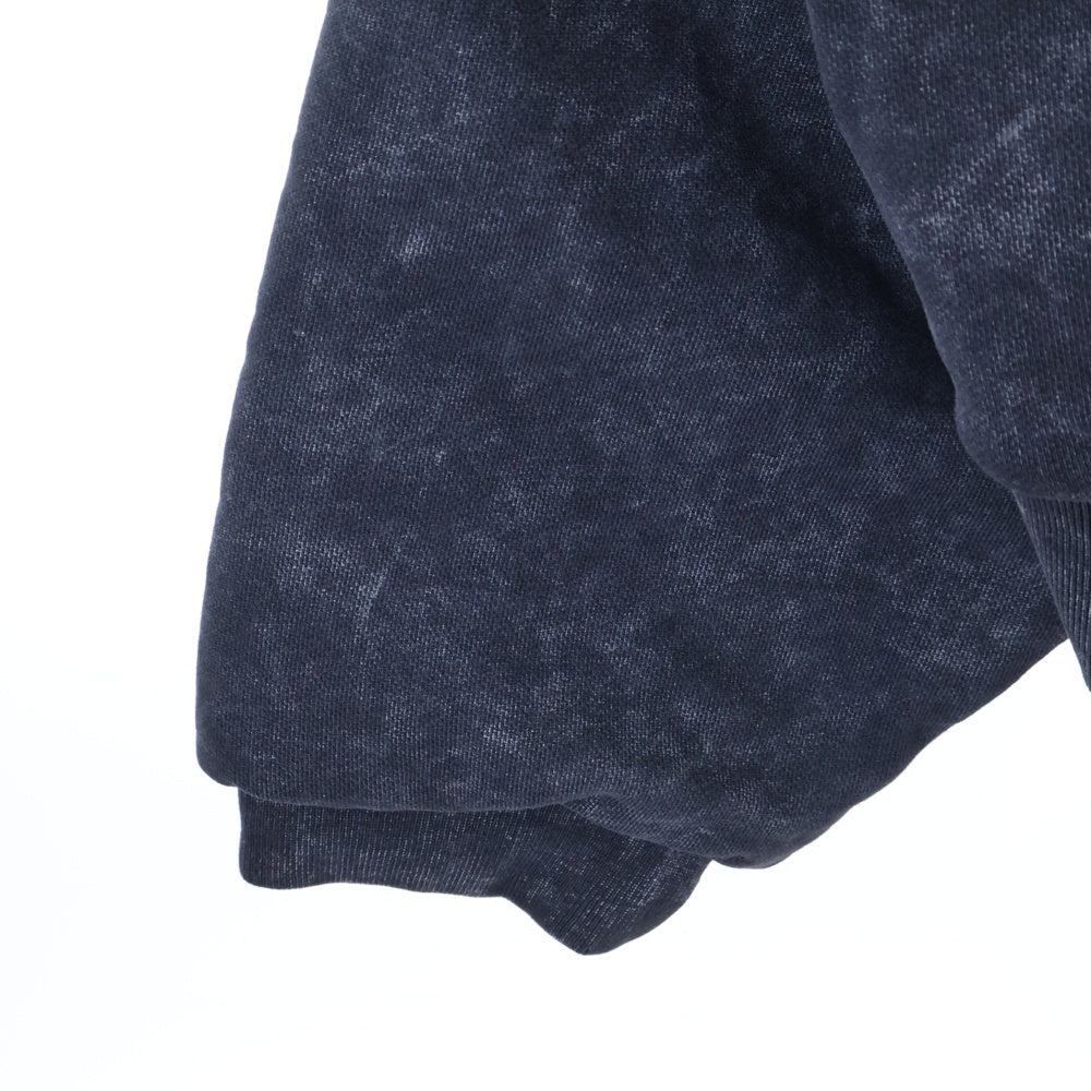 WILLY CHAVARRIA(ウィリーチャバリア) 胸ジップポケット ウォッシュド加工 ドローストリング 中綿 フーデッド ジップアップ パーカー スウェット ブラック