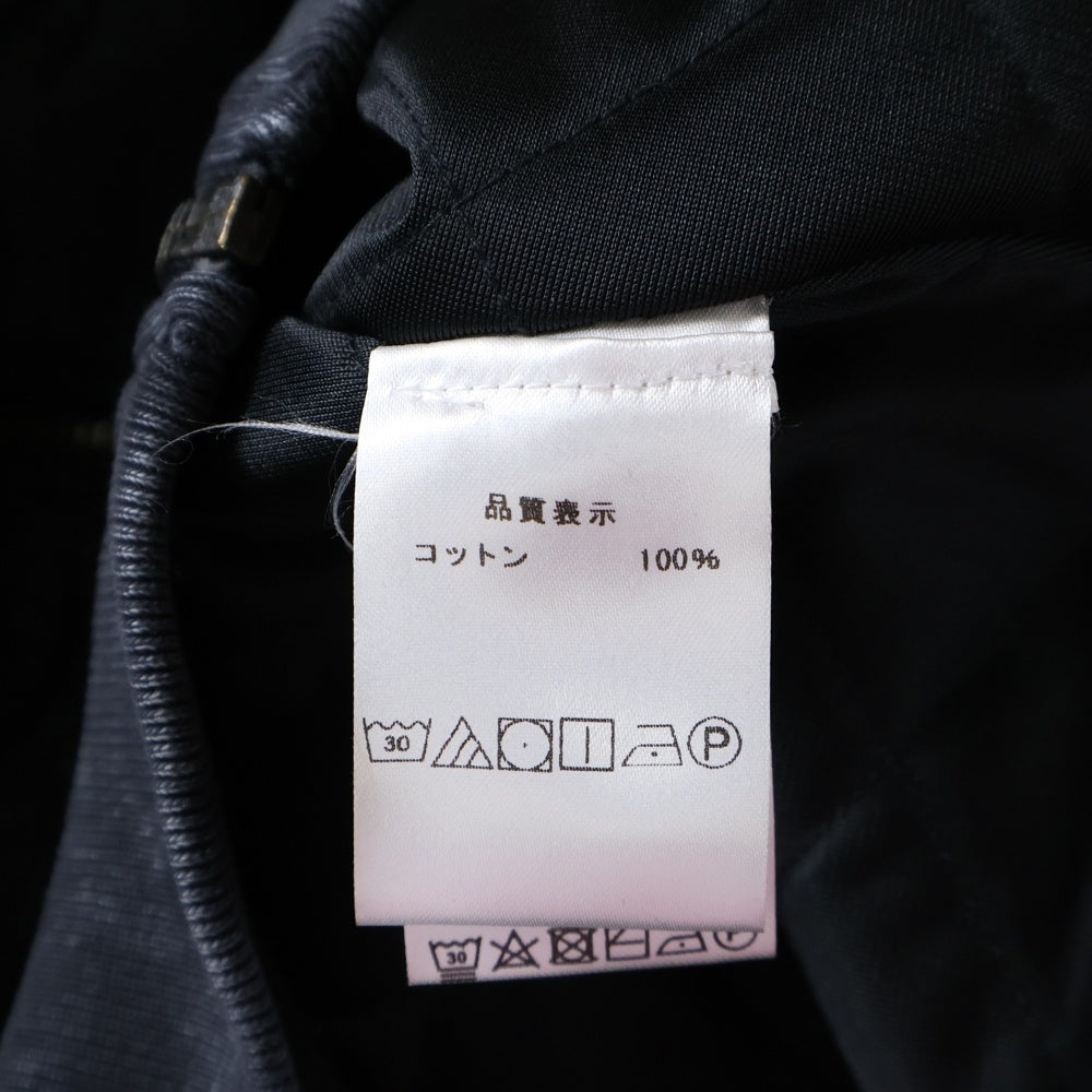 WILLY CHAVARRIA(ウィリーチャバリア) 胸ジップポケット ウォッシュド加工 ドローストリング 中綿 フーデッド ジップアップ パーカー スウェット ブラック