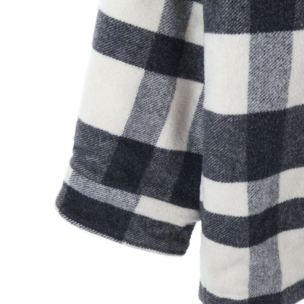 WILLY CHAVARRIA(ウィリーチャバリア) 20AW 胸ロゴデザイン ダブルフラップポケット ギンガムチェック 総柄 中綿 シャツ ジャケット ブラック/ホワイト AW20-REC027