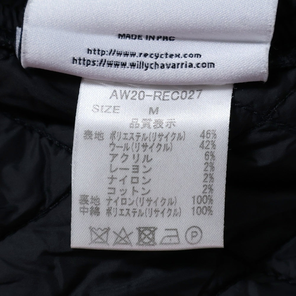 WILLY CHAVARRIA(ウィリーチャバリア) 20AW 胸ロゴデザイン ダブルフラップポケット ギンガムチェック 総柄 中綿 シャツ ジャケット ブラック/ホワイト AW20-REC027