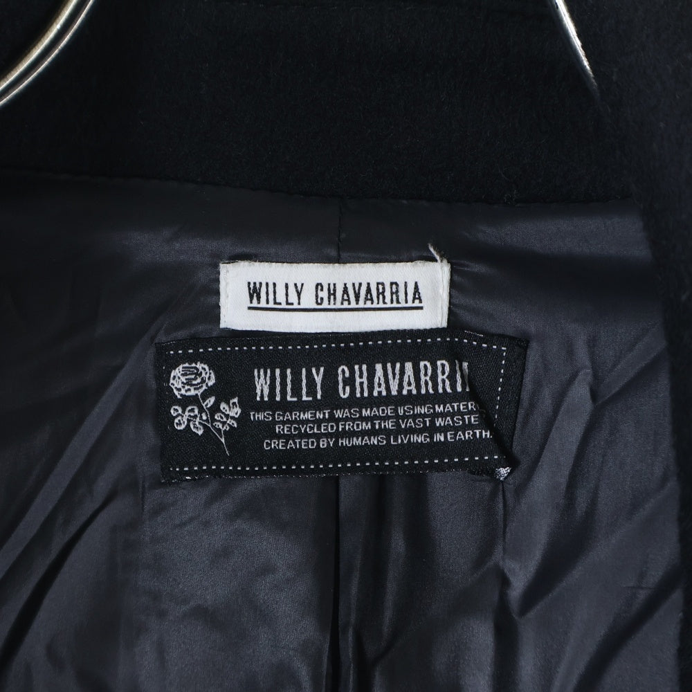 WILLY CHAVARRIA(ウィリーチャバリア) マルチポケット マリンボタン ダブルブレスト ウール ピーコート ブラック AW21 SUR-013