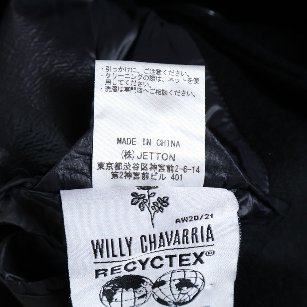 WILLY CHAVARRIA(ウィリーチャバリア) マルチポケット マリンボタン ダブルブレスト ウール ピーコート ブラック AW21 SUR-013