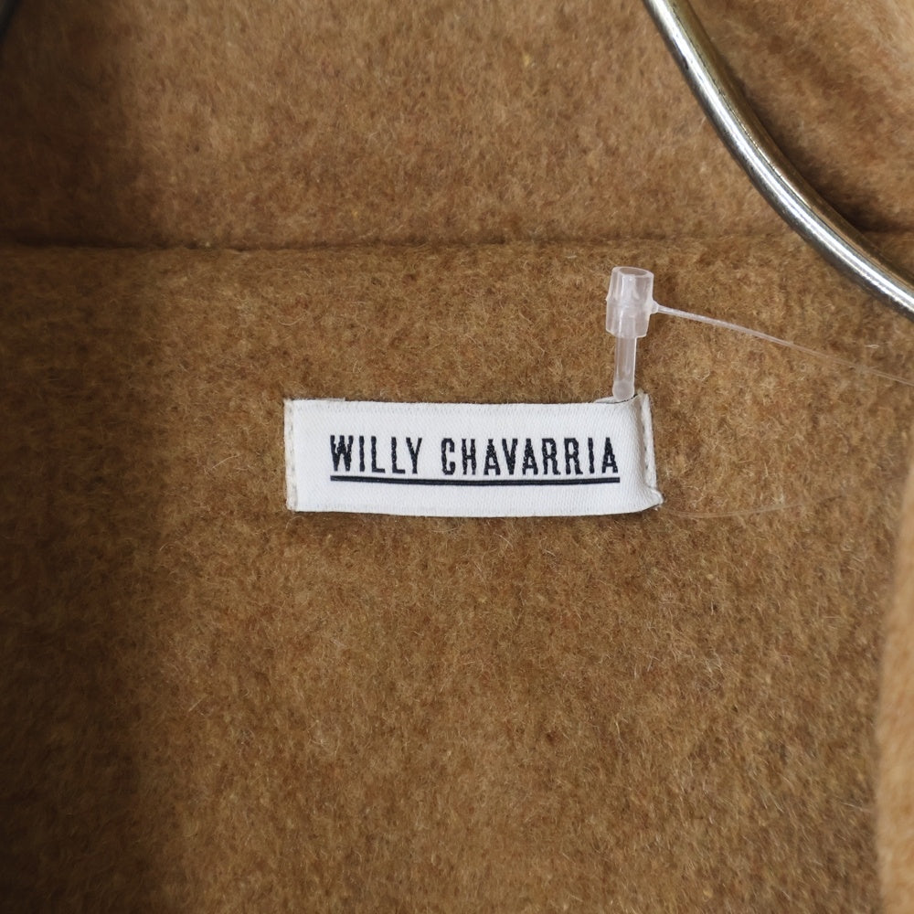 WILLY CHAVARRIA(ウィリーチャバリア) ダブル胸フラップポケット 袖ロゴデザイン 5B 中綿 シャツジャケット ブラウン AW21 SUR-008