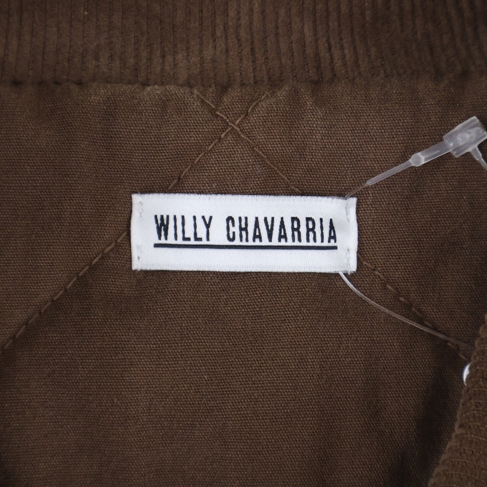 WILLY CHAVARRIA(ウィリーチャバリア) コーデュロイカラー ダブルポケット 中綿 ジップアップ ワークジャケット ブラウン
