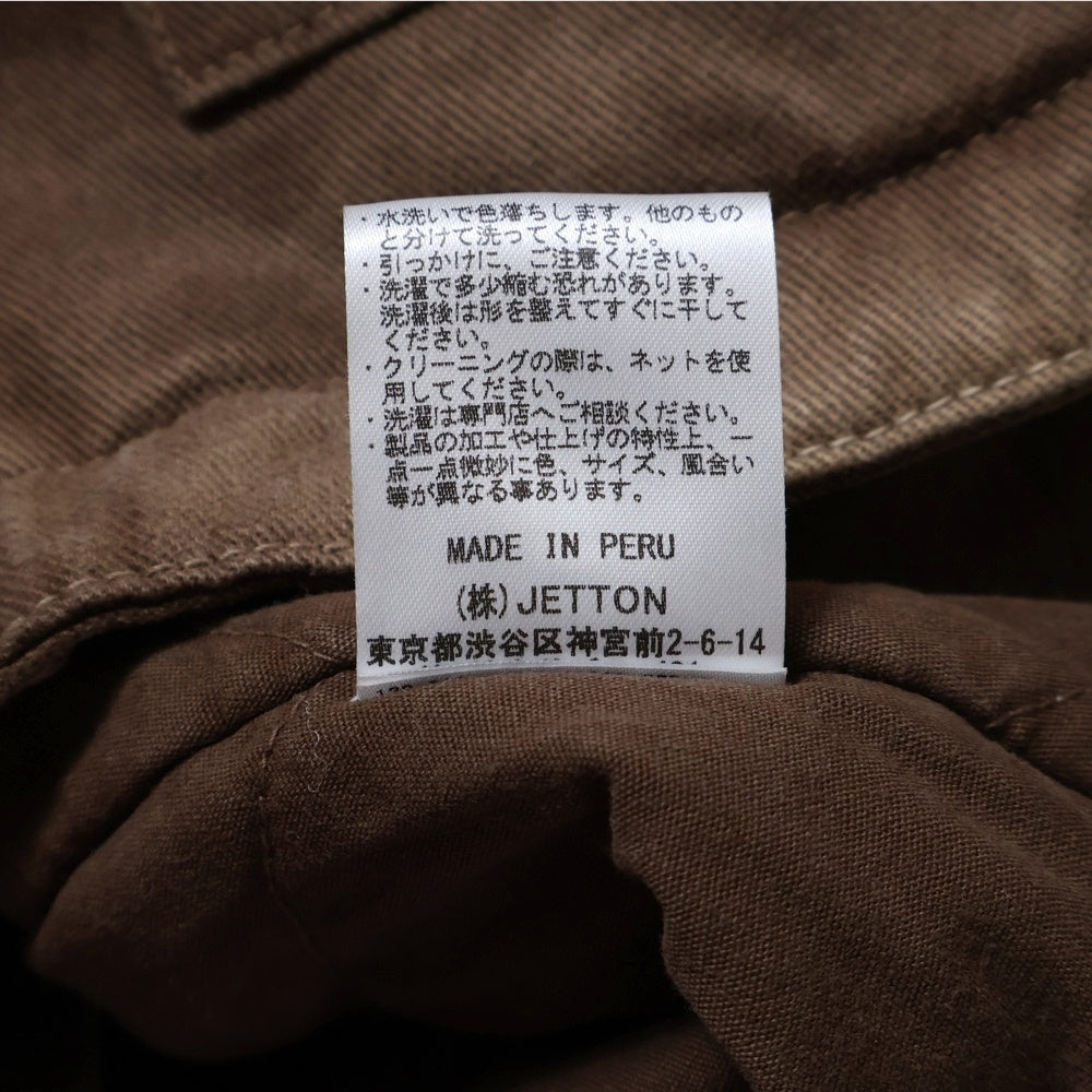 WILLY CHAVARRIA(ウィリーチャバリア) コーデュロイカラー ダブルポケット 中綿 ジップアップ ワークジャケット ブラウン