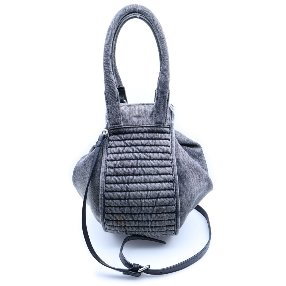 DIESEL(ディーゼル) D-VINA-S SHOULDER BAG ロゴチャーム 2WAY デニムショルダーバッグ ハンドバッグ ブラック