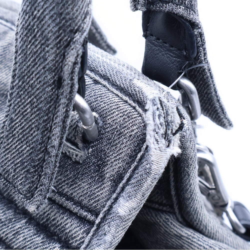 DIESEL(ディーゼル) D-VINA-S SHOULDER BAG ロゴチャーム 2WAY デニムショルダーバッグ ハンドバッグ ブラック