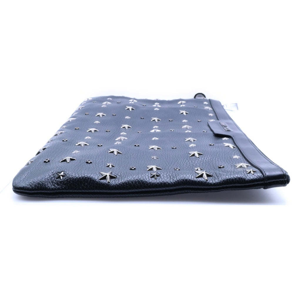 JIMMY CHOO(ジミーチュウ) スタースタッズ ロゴデザイン セカンドバッグ ハンドバッグ ブラック