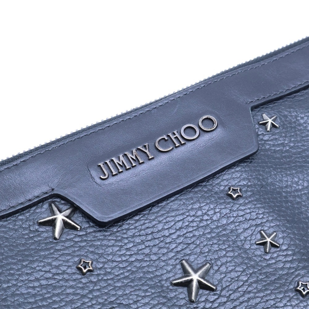 JIMMY CHOO(ジミーチュウ) スタースタッズ ロゴデザイン セカンドバッグ ハンドバッグ ブラック