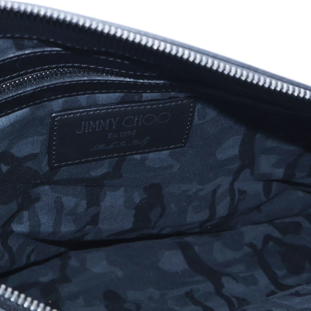 JIMMY CHOO(ジミーチュウ) スタースタッズ ロゴデザイン セカンドバッグ ハンドバッグ ブラック