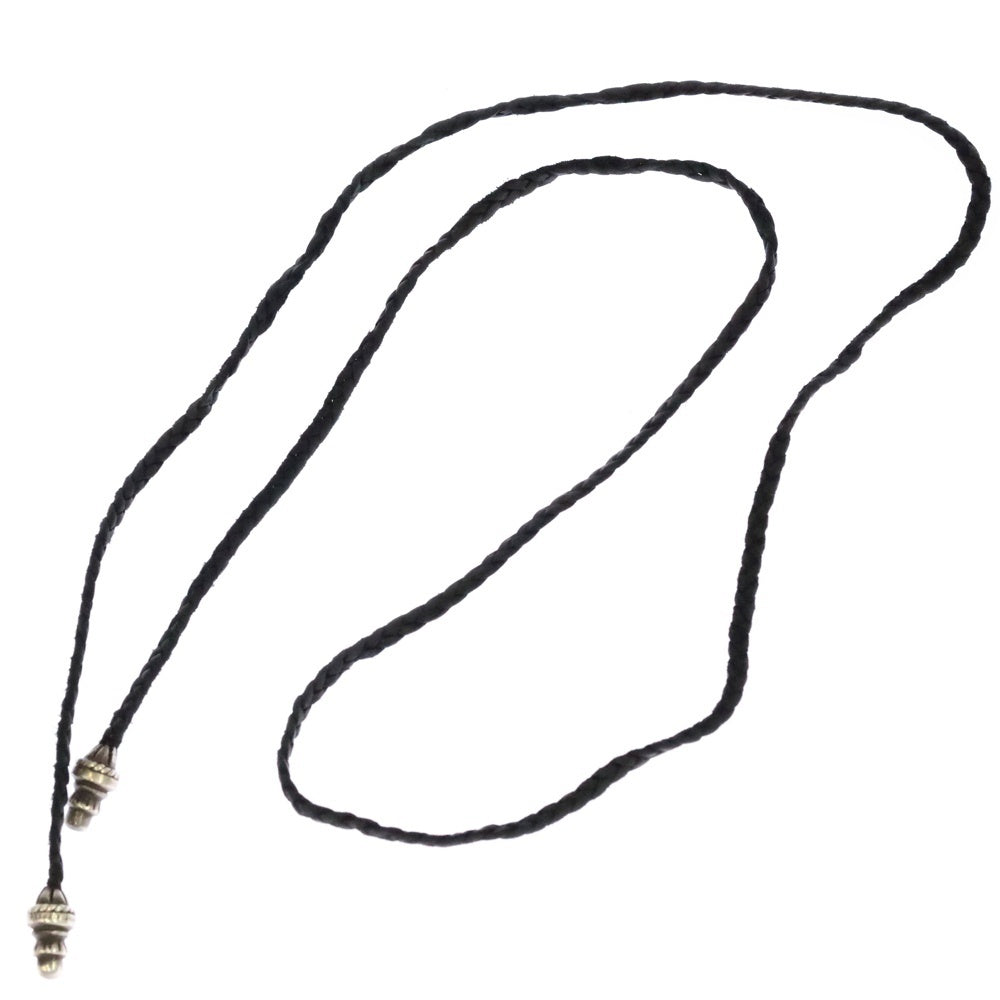 CHROME HEARTS(クロムハーツ) LEATHER BRAID ネックレス レザーブレイド ボロチップ ネックレス ブラック/シルバー