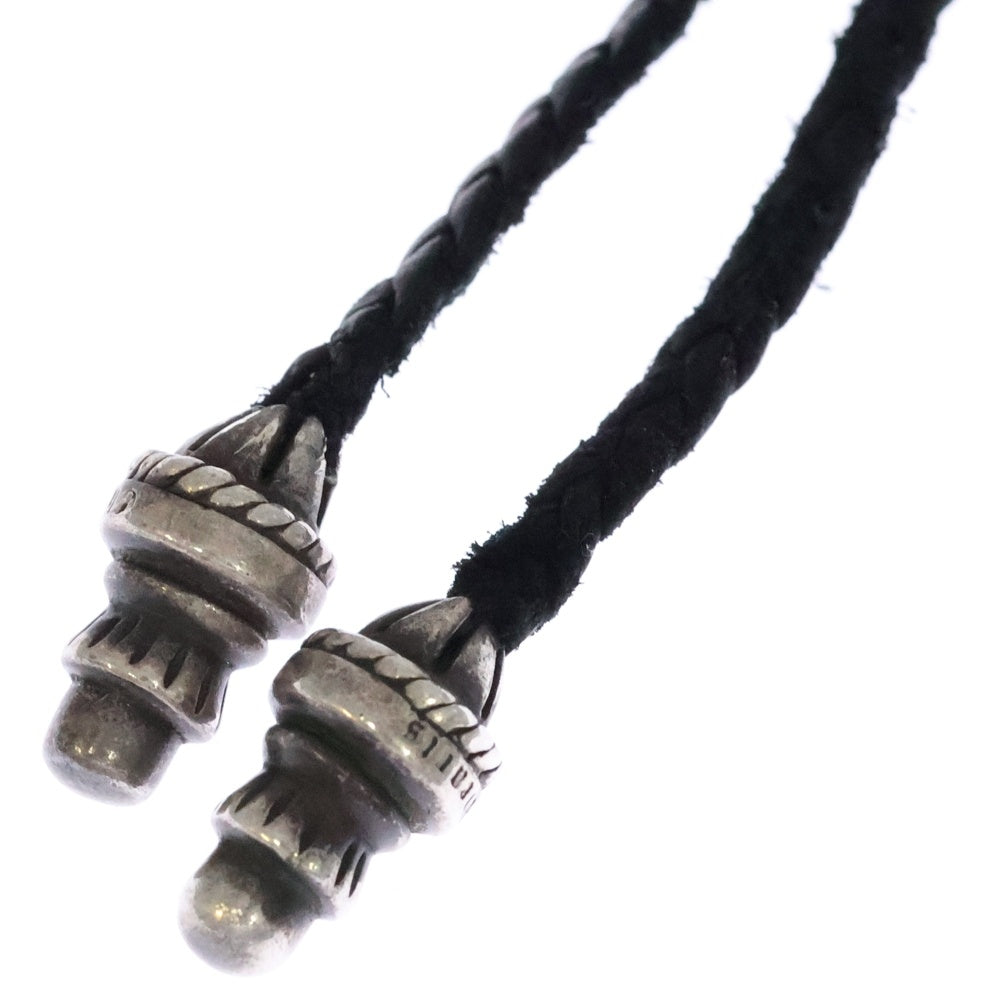 CHROME HEARTS(クロムハーツ) LEATHER BRAID ネックレス レザーブレイド ボロチップ ネックレス ブラック/シルバー
