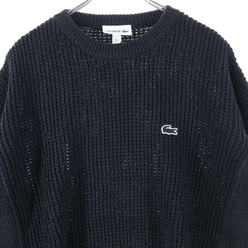 LACOSTE(ラコステ) 胸ロゴデザイン クルーネック ニット セーター ブラック AH004J-99