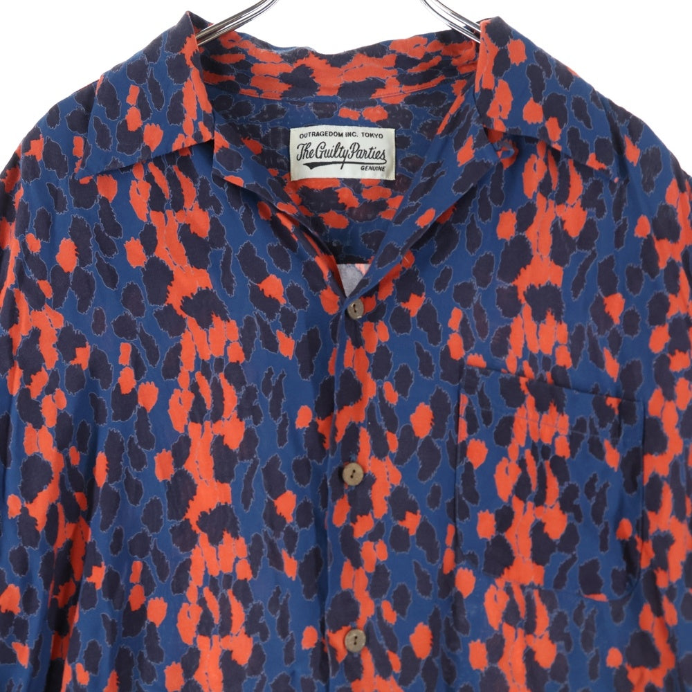 WACKO MARIA(ワコマリア) 21SS HAWAIANN SHIRT SS レオパード柄 オープンカラー ハワイアンシャツ ブルー/レッド