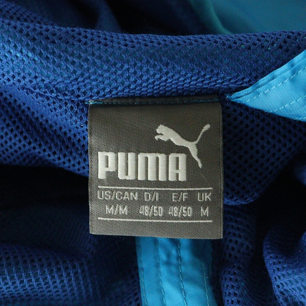 PUMA(プーマ) キャットロゴプリント ジップアップ フーデットシェルジャケット ブルー/ホワイト 590981