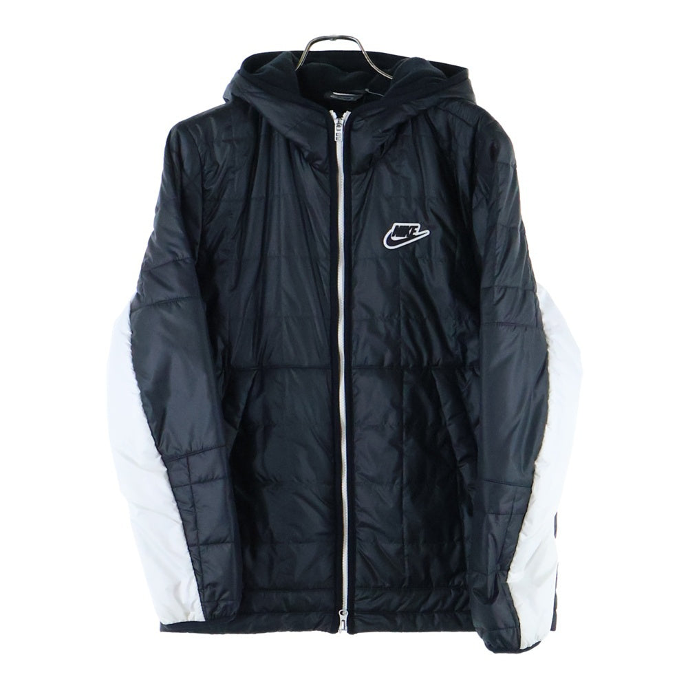 NIKE(ナイキ) SYN フィル ロゴパッチ フリース ジップアップ 中綿フーデットジャケット ブラック/ホワイト CU4423-070