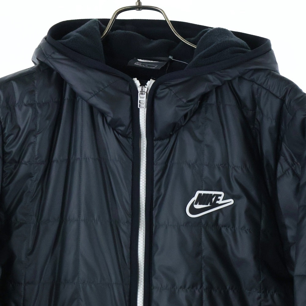 NIKE(ナイキ) SYN フィル ロゴパッチ フリース ジップアップ 中綿フーデットジャケット ブラック/ホワイト CU4423-070
