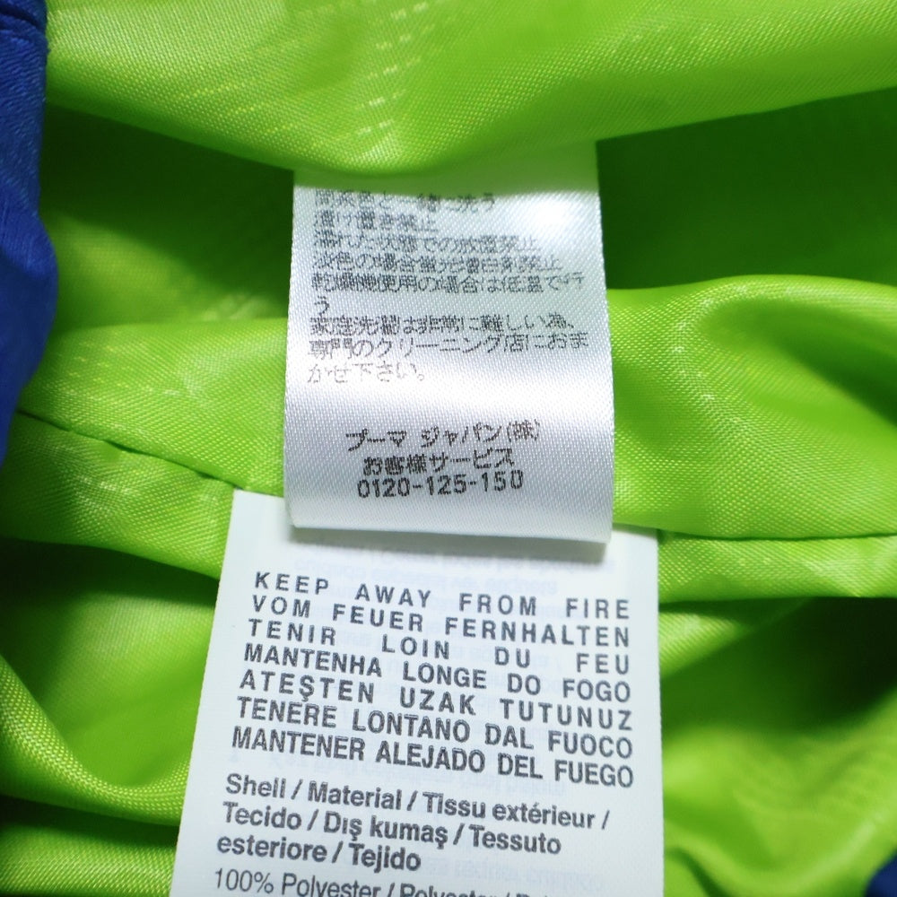 PUMA(プーマ) キャットロゴエンブロイダリー ジップアップ フーデットダウンベンチコート ジャケット ブルー/イエロー 830849