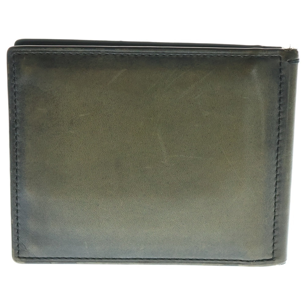 Berluti(ベルルッティ) スクリットレザー カリグラフィ マネークリップ付 ウォレット 二つ折り財布 カーキ