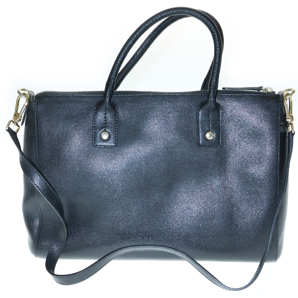 FURLA(フルラ) リンダ サッチェル ロゴストラップ 2WAY ショルダー ハンドバッグ レディース ブラック