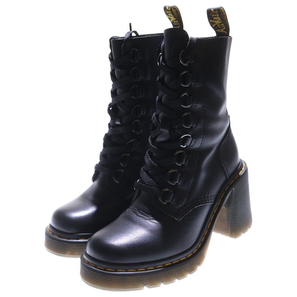 Dr.Martens(ドクターマーチン) CHESNEY チェズニー 8 ホール レザー ハイヒール ロングブーツ レディース ブラック 26701001