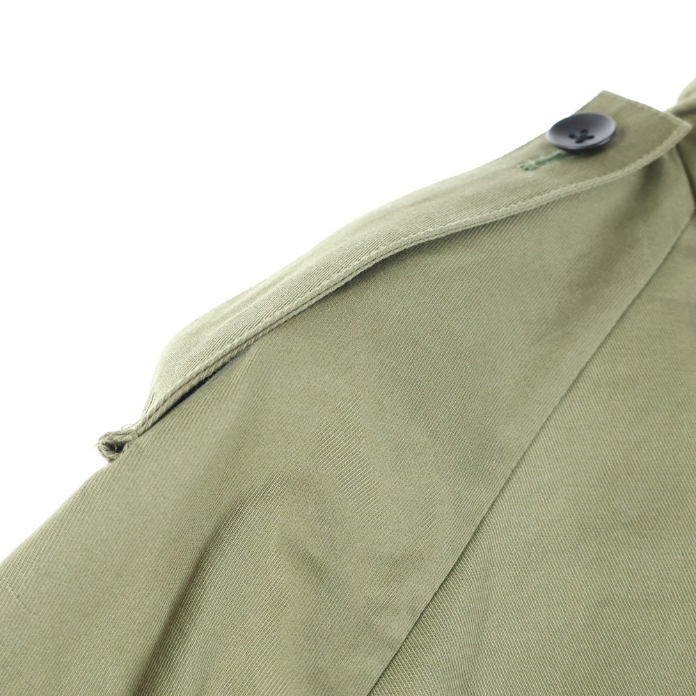 sneeuw(スニュウ) 24AW サイドライン 切り替え コットン リネン トレンチコート レディース グリーン SNW30-09