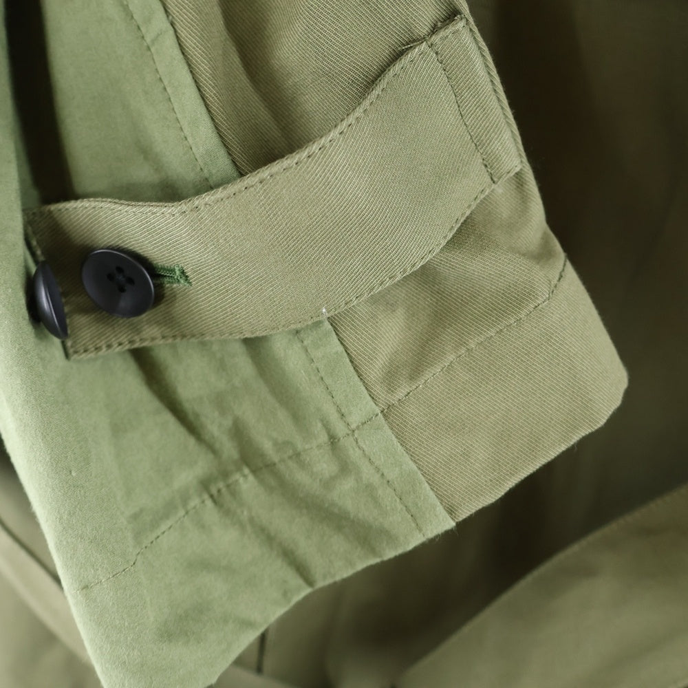 sneeuw(スニュウ) 24AW サイドライン 切り替え コットン リネン トレンチコート レディース グリーン SNW30-09