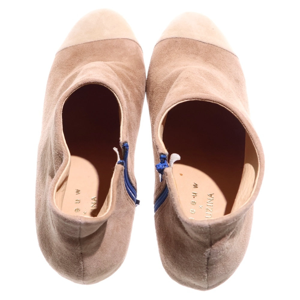 NO BRAND(ノーブランド) sneeuw スニュウ ×MUZINA ムジナ プレーントゥ レザー ブーティー レディース ベージュ