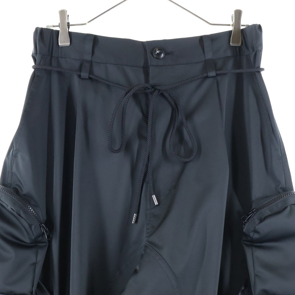 PRASTHANA(プラスターナ) 23SS FORM 7 CARGO PANTS フォーム 7 ドローストリング ナイロン カーゴパンツ ブラック P-1603002
