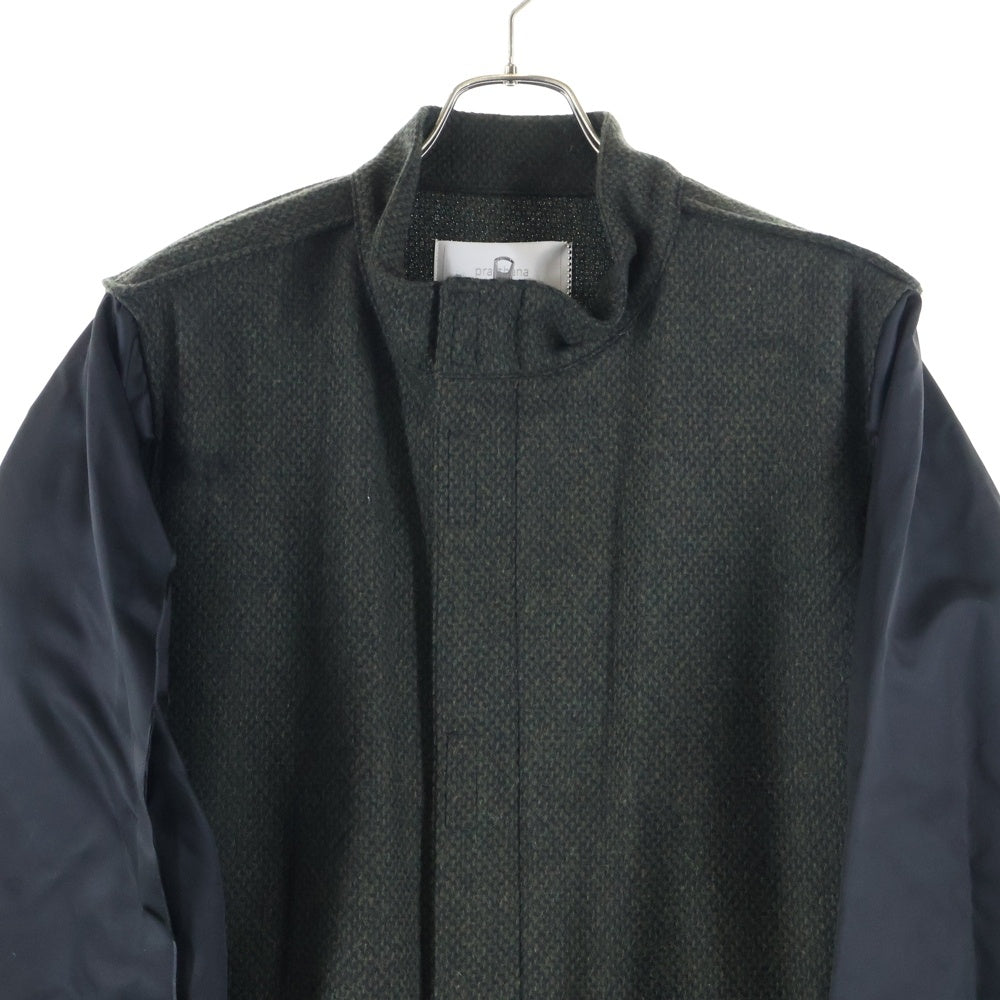 PRASTHANA(プラスターナ) 23AW LC3 FIELD JACKET スタンドカラー カットオフ スリーブ ウール コート カーキ P-1704003