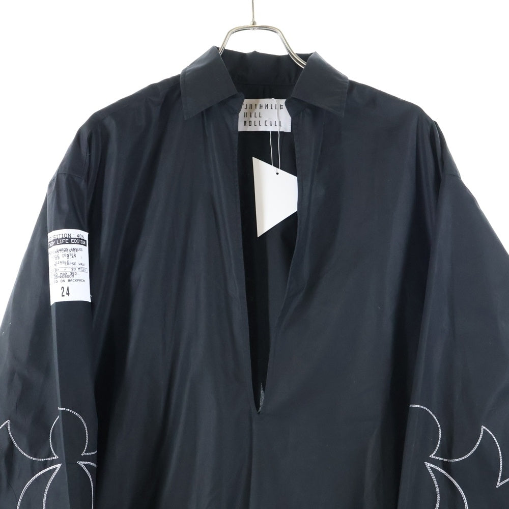 JUVENILE HALL ROLL CALL(ジュヴェナイルホールロールコール) 24AW EMB SKPR TYP SHIRTS スリーブ エンブロイダリー スキッパー ロング 長袖シャツ ブラック 2140