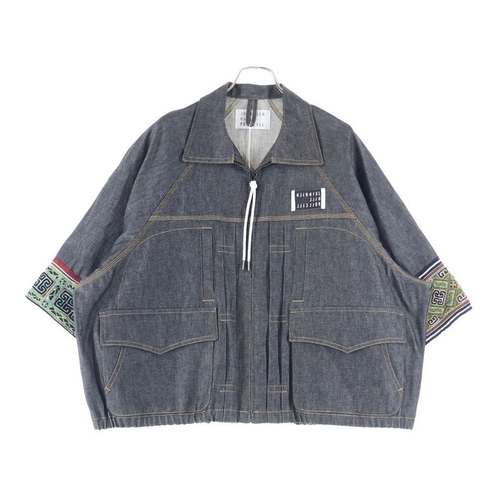 JUVENILE HALL ROLL CALL(ジュヴェナイルホールロールコール) 24SS VMS DNM TRACKER スリーブ エンブロイダリー デニム トラッカージャケット ポンチョ グレー 1993