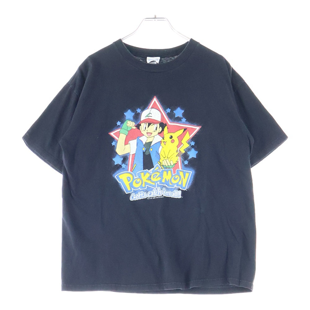 VINTAGE(ヴィンテージ) 90S VINTAGE POKEMON 1999 TEE ヴィンテージ ポケットモンスター サトシ ピカチュウ プリントTシャツ 半袖クルーネックカットソー ブラック