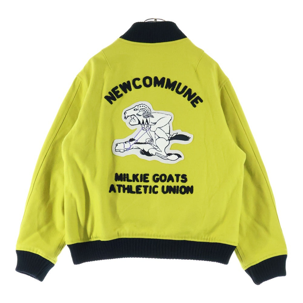 FAF/Fake As Flowers(エフエーエフ/フェイクアズフラワーズ) 23AW WOOL STADIUM JACKET ウールスタジアムジャケット スタジャン イエロー/ブラック 13422005