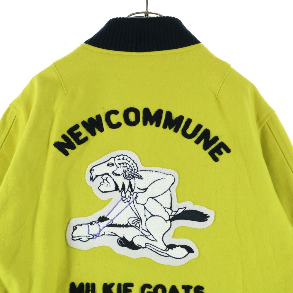 FAF/Fake As Flowers(エフエーエフ/フェイクアズフラワーズ) 23AW WOOL STADIUM JACKET ウールスタジアムジャケット スタジャン イエロー/ブラック 13422005