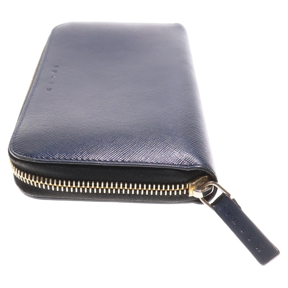 MARNI(マルニ) ロゴデザイン ラウンドジップ ロングウォレット 長財布 ネイビー