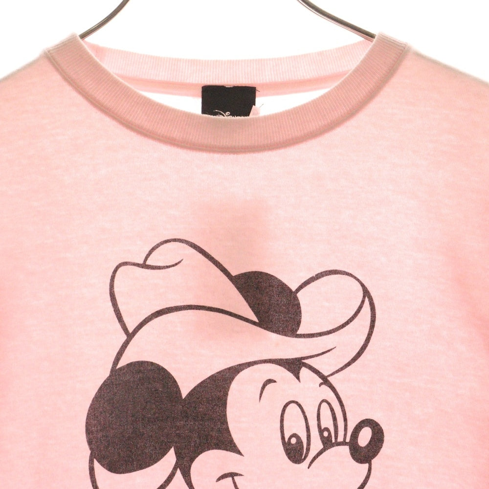 NO BRAND(ノーブランド) DISNEY ディズニー ミッキー フロントプリント 半袖Tシャツ カットソー ピンク