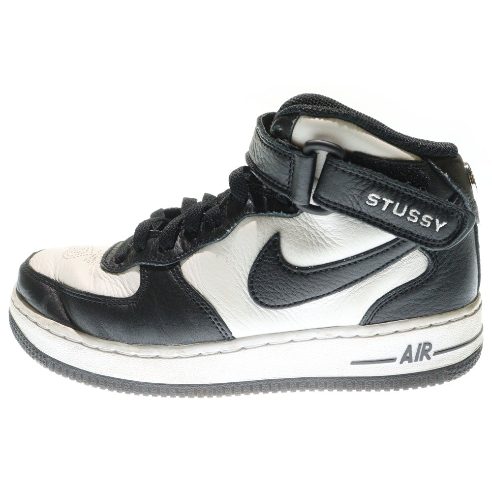 NIKE(ナイキ) ×STUSSY AIR FORCE 1 MID BLACK AND LIGHT BONE ステューシー エアフォース ミッドカットスニーカー レディース ブラック/ホワイト US5/23.5cm DJ7840-002