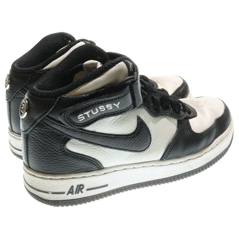 NIKE(ナイキ) ×STUSSY AIR FORCE 1 MID BLACK AND LIGHT BONE ステューシー エアフォース ミッドカットスニーカー レディース ブラック/ホワイト US5/23.5cm DJ7840-002